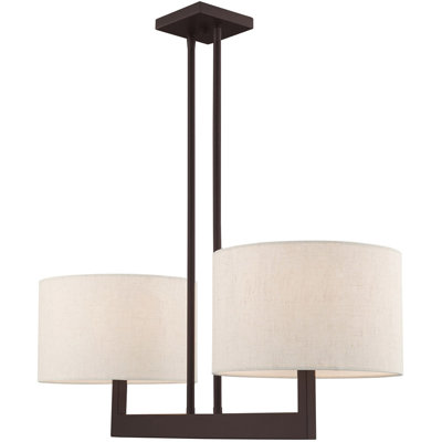 Lustre tambour à 2 lumières avec abat-jour