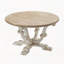 Table basse ronde en bois 31,5 x 31,5 x 18,5 po avec finition blanche patinée et pieds à volutes