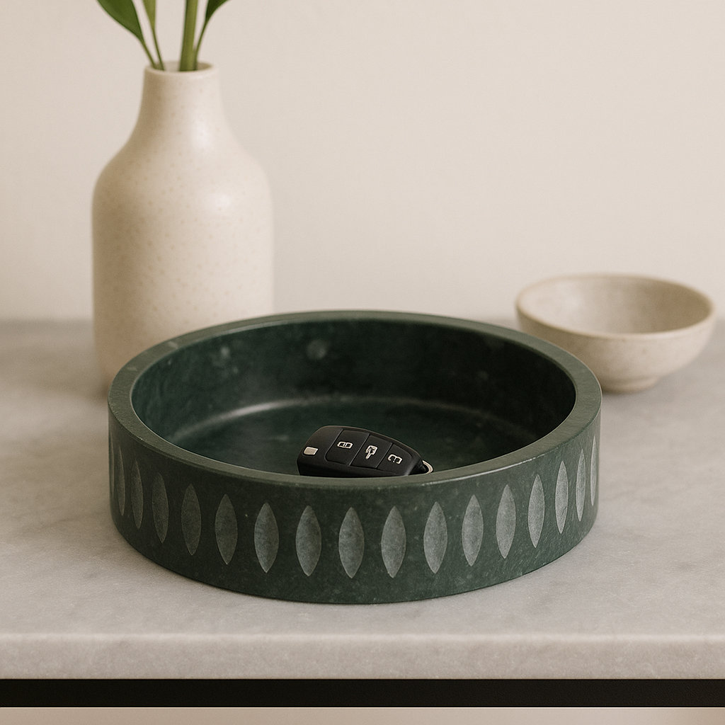 12" Rosalie Green Marble Bowl