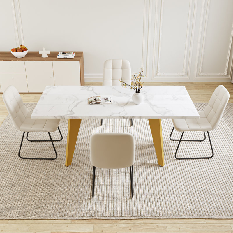 4- Person Solid Wood Top Trestle Dining Table Set, 5 Pieces: Table, 4 Chairs, White