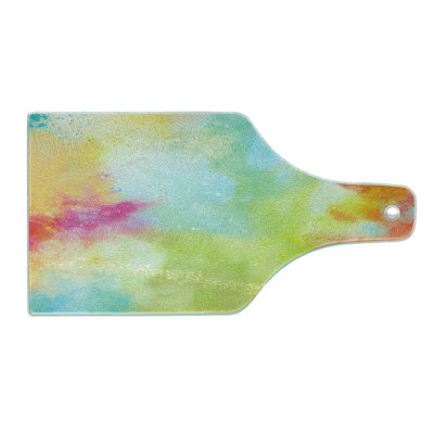 Ambesonne Colorful Tempered Glass Cutting Board Cloudy Milky Way Boho Multicolor