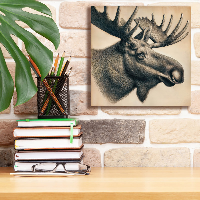 Toile épique «Moose Head» par Rey Klimt, H 12 po x l 12 po