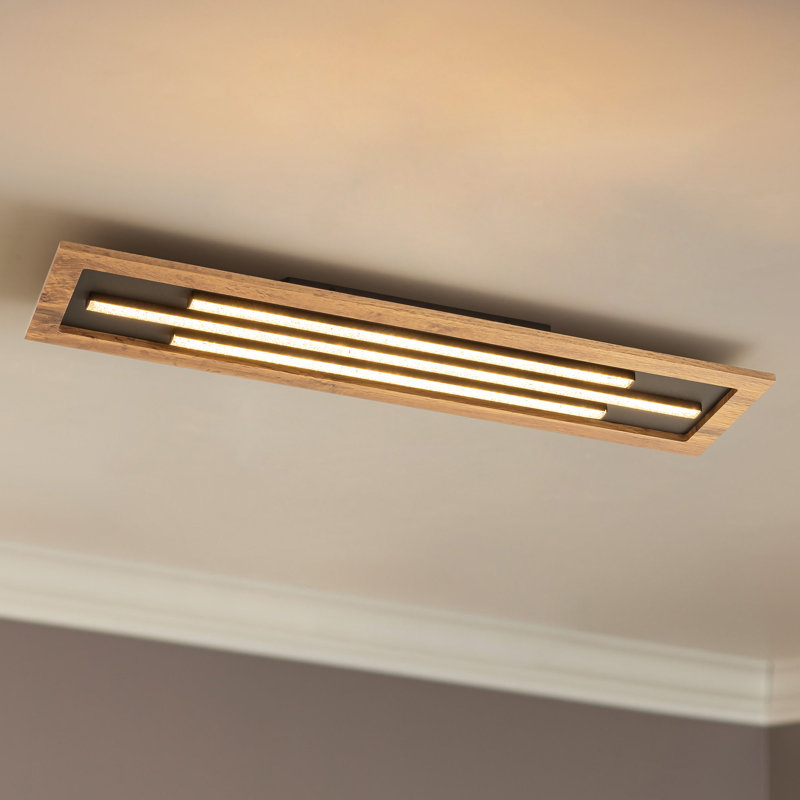 Shineo 1 - Light Square / Rectangle Dimmable Wood LED Flush Mount