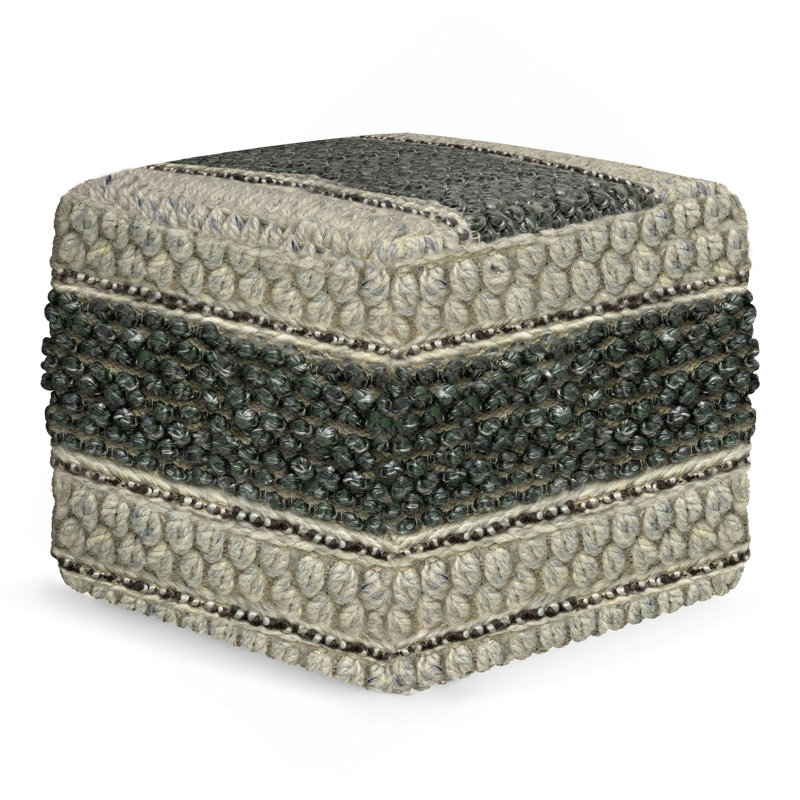 Repose-pieds de style bohémien en tricot épais, repose-pieds tissé multifonctionnel et sièges supplémentaires, Vert foncé