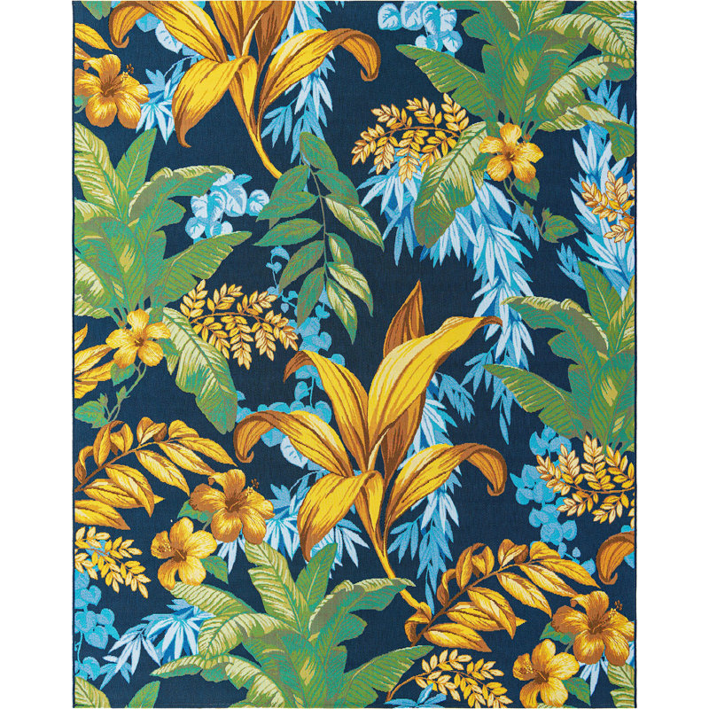 Outdoor Iris Area Rug Blue Color, Rectangle 7'10" x 10'