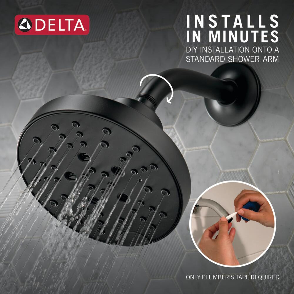H2Okinetic 1.75 GPM Round Raincan Shower Head, Matte Black
