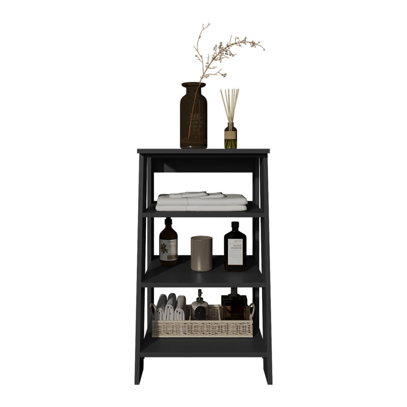4 tablettes noires pour l'espace - Salle de bain et salon 30 "30" Installation rapide, conception fonctionnelle, Noir