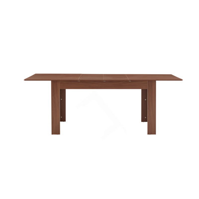 Extendable Rectangular Dining Table, Modern Expandable Kitchen Table with 2 Drop Leaves, Walnut Finish, Space-Saving Dinner Table for Small to Large F