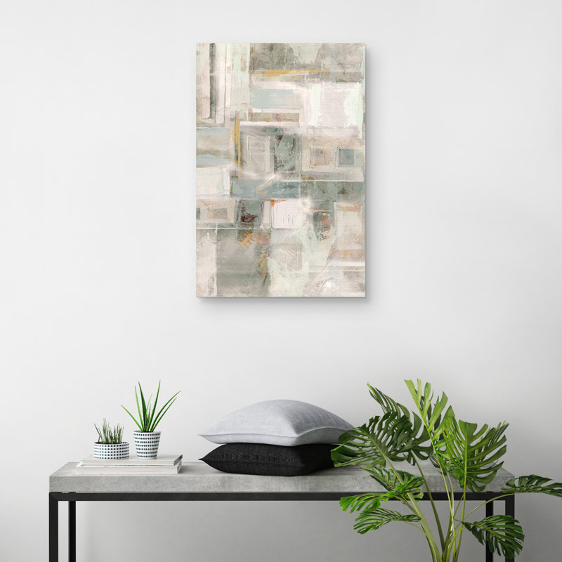 Green and Ivory Abstract Canvas Art Print, 24" x 36"