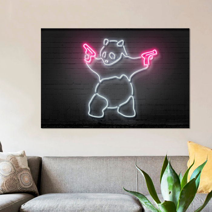 «Panda with Guns», impression sur toile, H 8 po x l 12 po x P 0,75 po, Toile tendue, Pas de tapis
