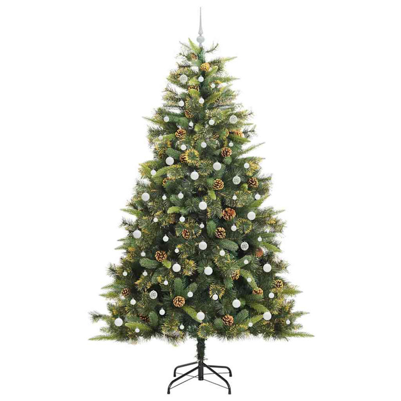Artificial Hinged Christmas Tree with Cones, 7.87' H, White