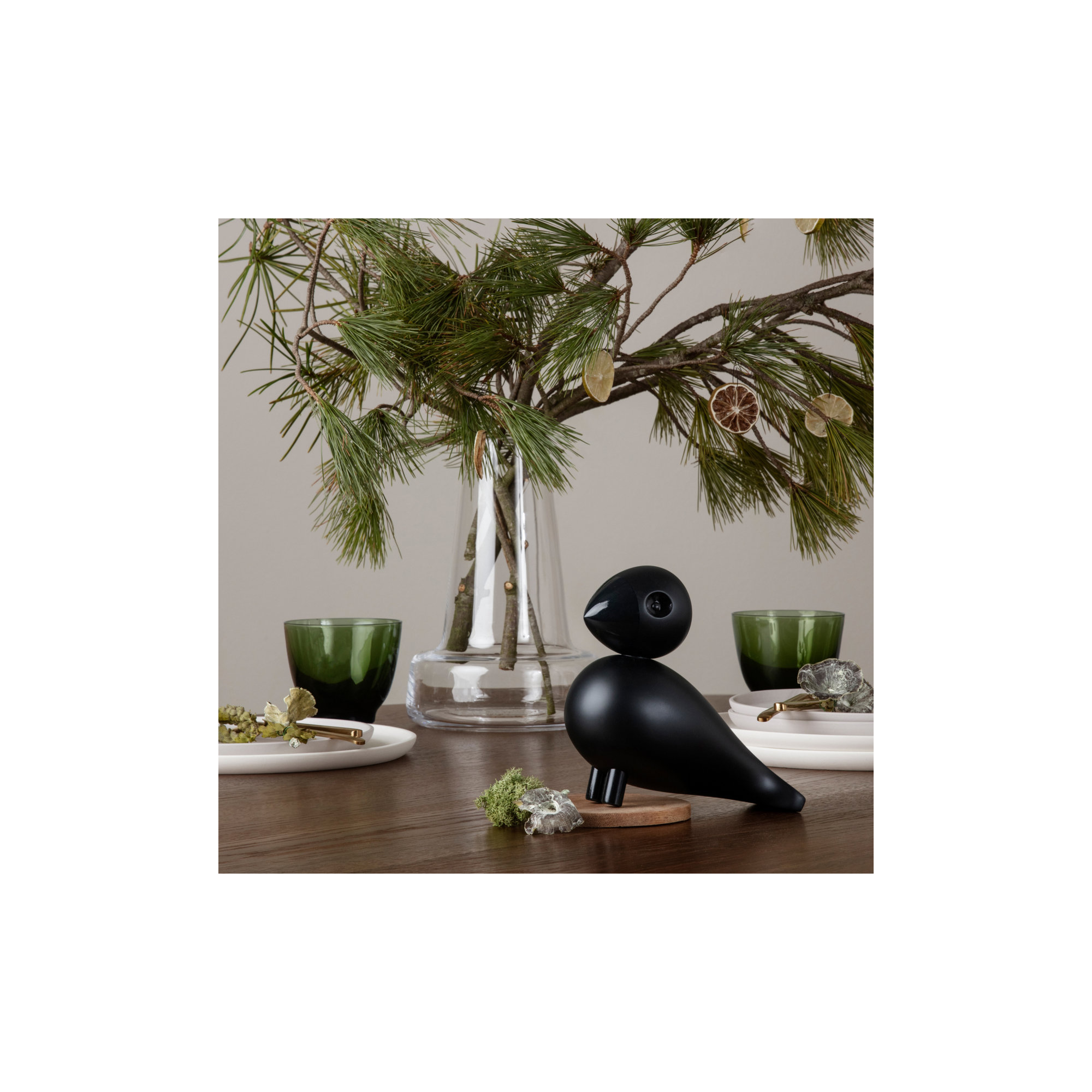 Kay Bojesen Songbird, Black, 6.1" H x 6.3" W x 3.1" D, 1