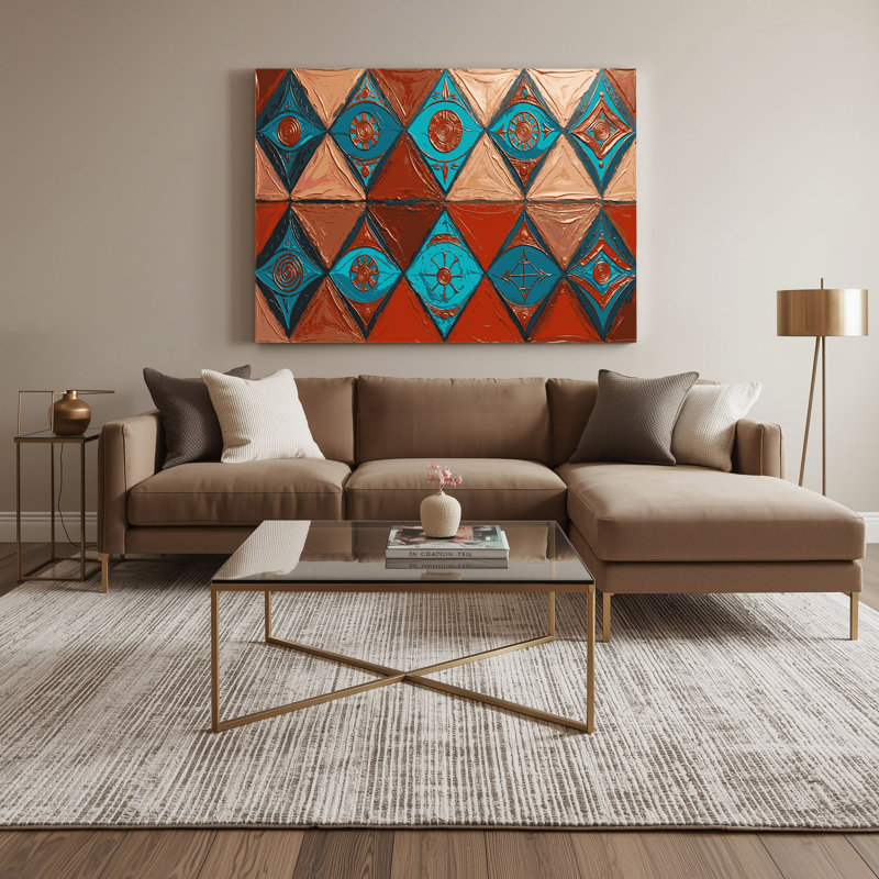 «Southwestern Patterns Zuni Diamonds 240», art mural sur toile brune, H 11 po x l 14 po