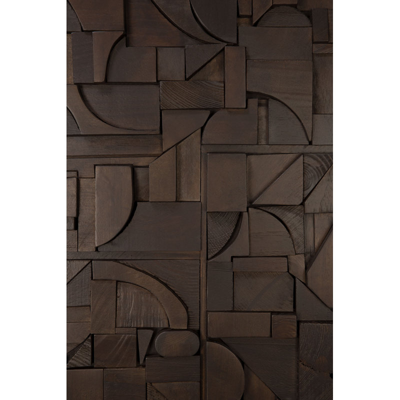 Handmade Solid Wood Wall Decor, Dark Brown, 36" H x 47" W x 2" D
