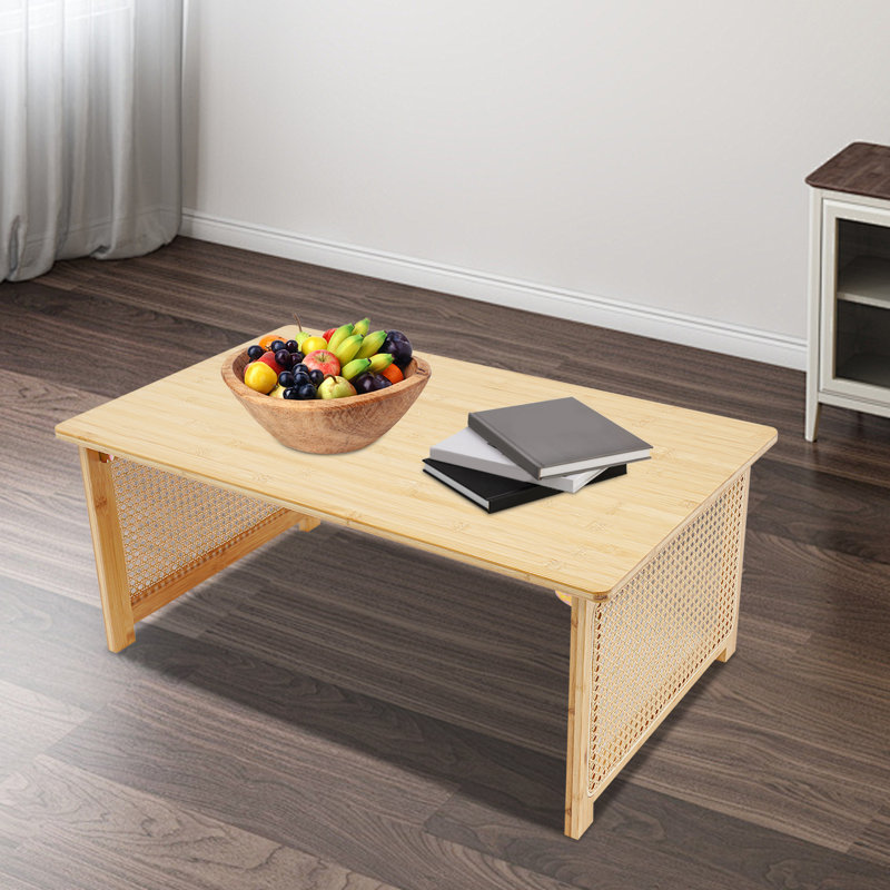 Table basse 31,5 pouces moderne autoportante pliable rectangulaire, H 13,77 po x L 31,5 po x l 18,89 po
