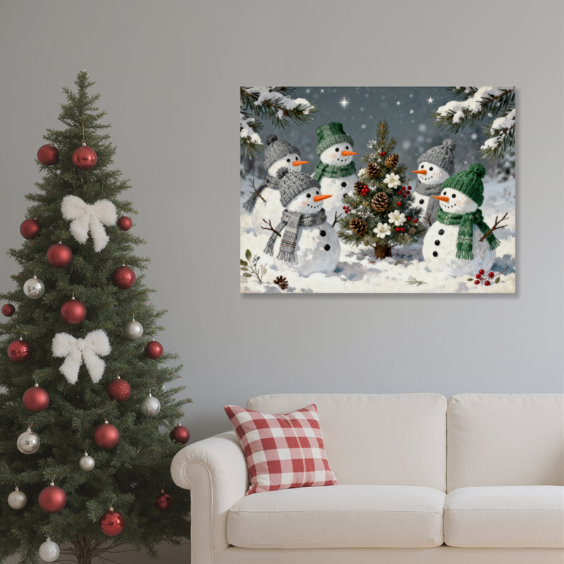 «Snowman Tree», art mural sur toile, H 16 po x l 24 po