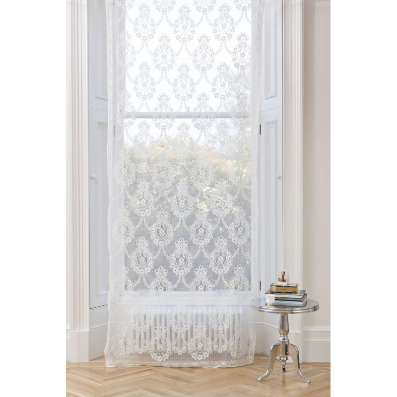 Lamberson Cotton Blend Sheer Single Curtain Panel, Cream, 130 W x 160 D cm