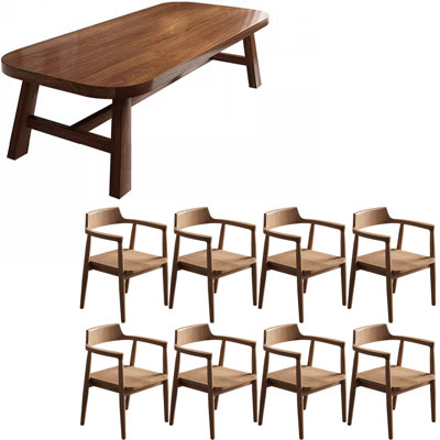 Ensemble de table de salle à manger en bois massif de style américain.