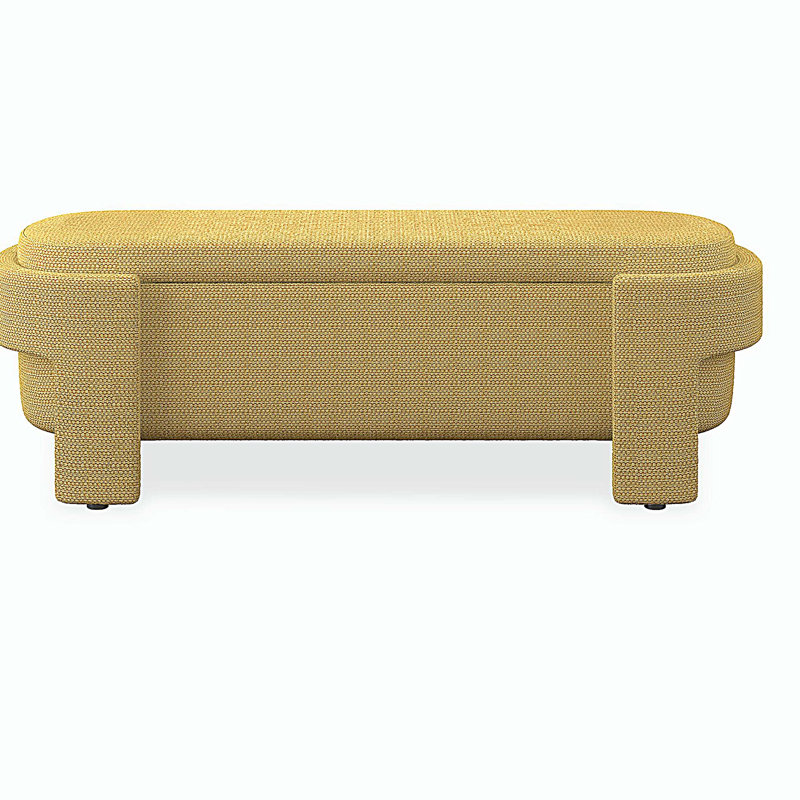 Banc rembourré avec grand espace de rangement, Jaune