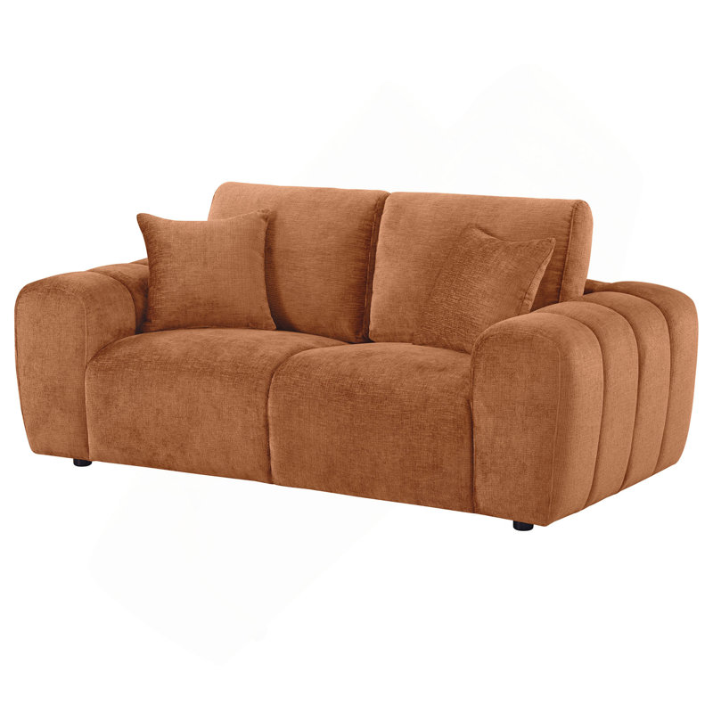 Causeuse rembourrée à accoudoirs larges, Tissu orange brûlé, Noir