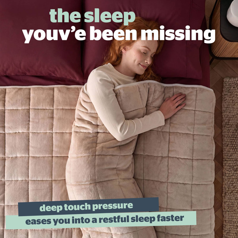 Silentnight Wellbeing Collection Weighted Blanket Adults 6.8 KG Faux Fur, Beige