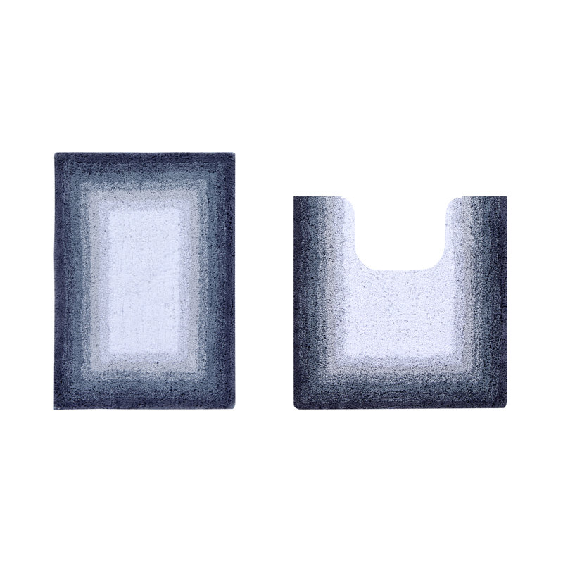 Ensemble de tapis pour salle de bain 2 pièces 100% coton 1615 g / m² Torrent, 2 pièces (17 po x 24 po | 20 po x 20 po), Gris