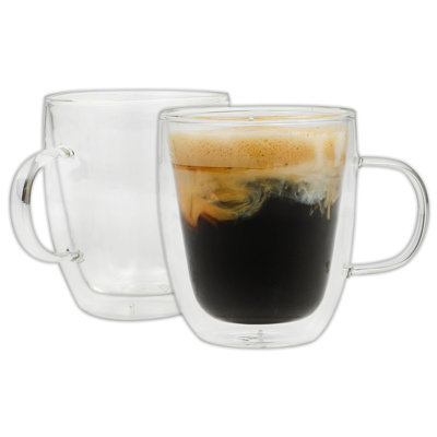 Mr. Coffee 2 piece 16 Ounce Double Wall Insulated Glass Mug Set