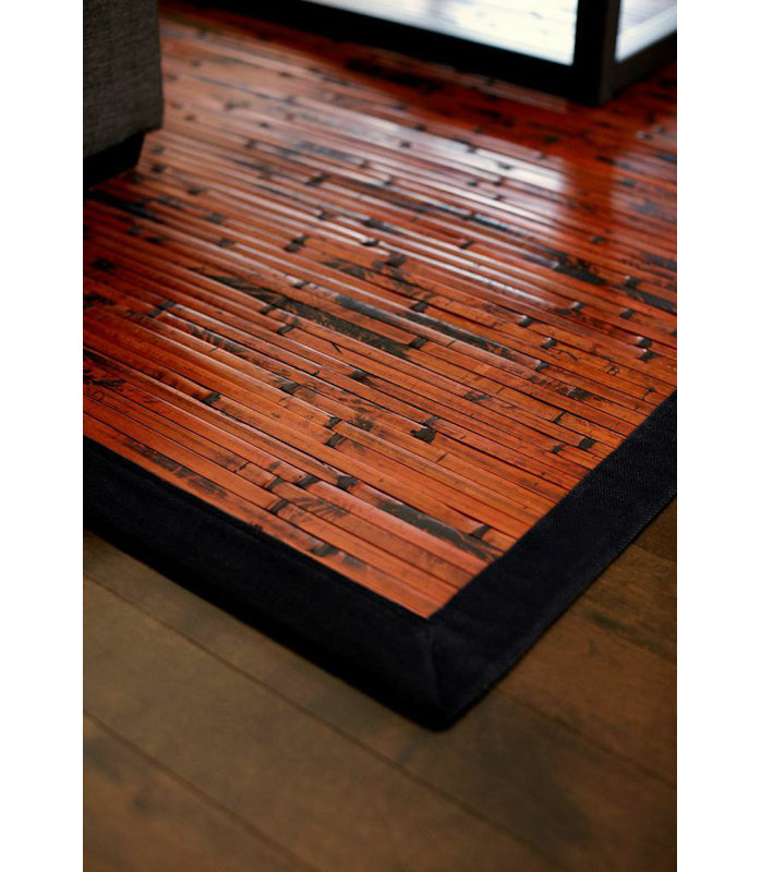 Tapis en lattes de bambou et ruppie maritime fabriqué à la main Govinda, Rectangle de 5 pi x 8 pi