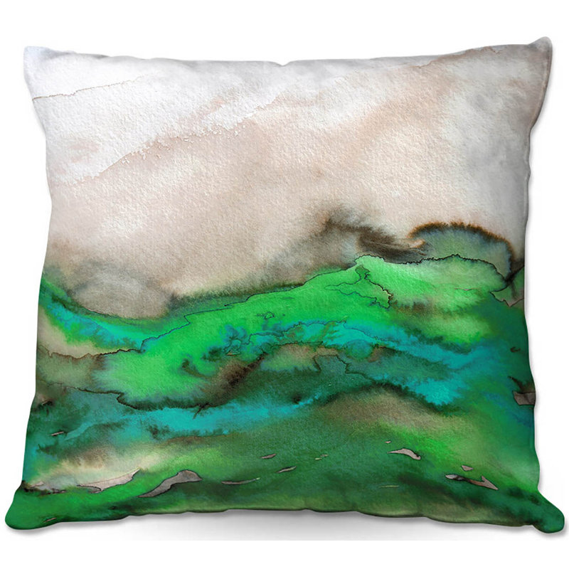Coussin décoratif ondulations d’hiver canapé, 20 po x 20 po, Vert, bleu, crème