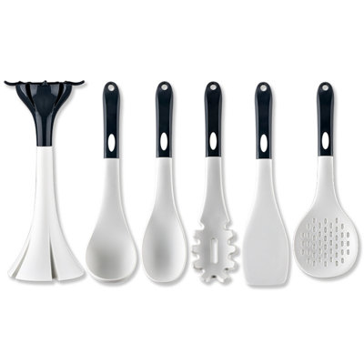 6-piece Silicone Cooking Utensil Set With Stand, Non-stick Heat Resistant, Bpa Free, White -  SC0GO, Q-010