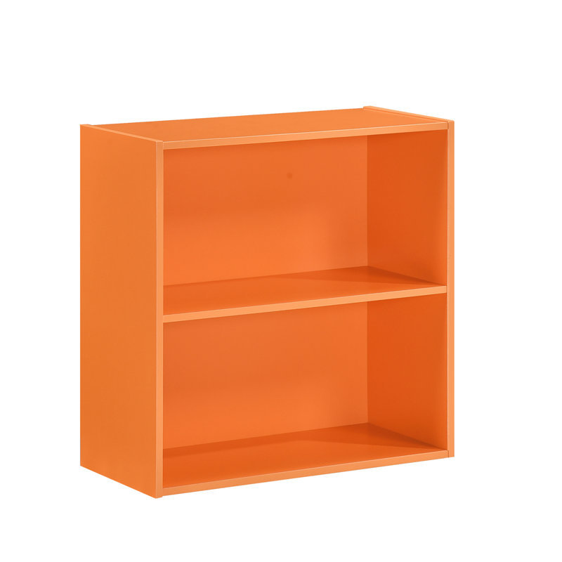 2-Tier Bookcase Storage Organizer, Wooden Open Storage Shelf for Bedroom, Nursery, Kids Room, Living Room, or Home Office - Orange