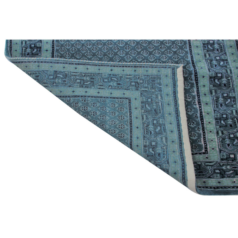 Hand-Knotted High-Quality Light Blue Area Rug, Runner 2'7" x 14'4"