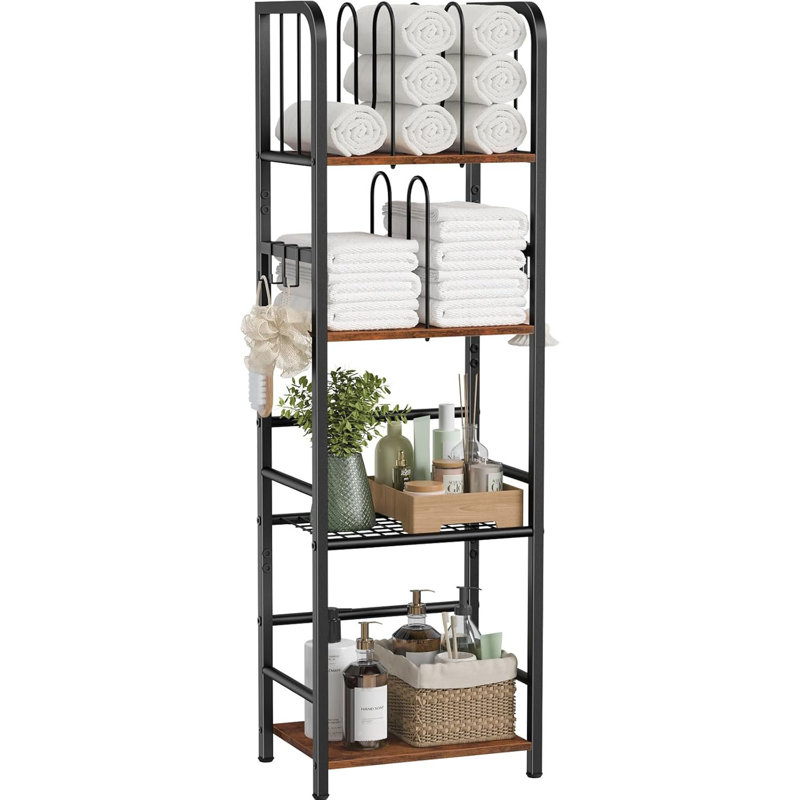 4-Tier M-Shaped Free Standing Metal Towel Rack - Detachable Dividers for Bathroom/Pool Space-Saving Storage