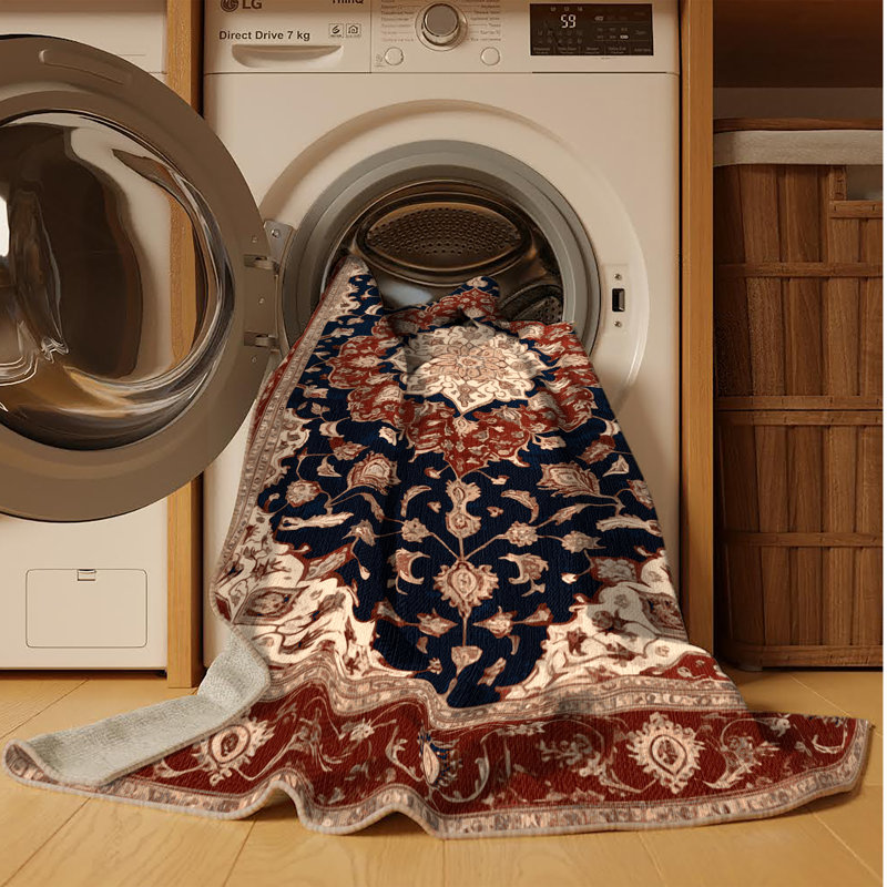 Tapis brun lavable à la machine, Rond 5 pi