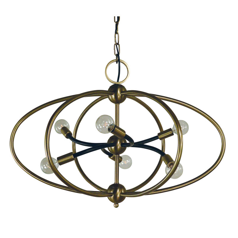 Camareon 6 - Light Geometric Chandelier, Antique Brass