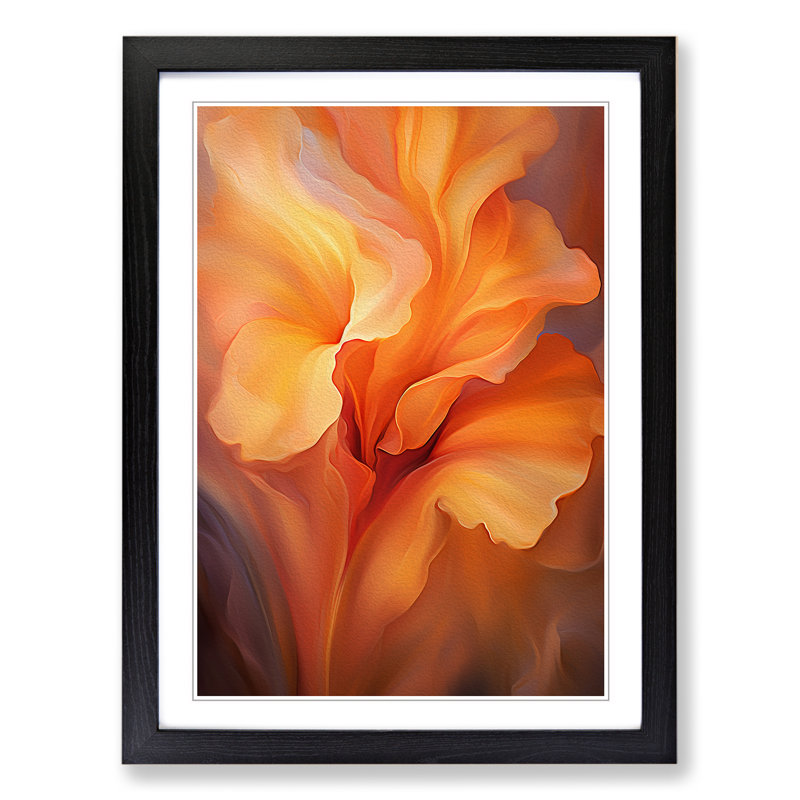 Orchid Flower Abstract - Single Picture Frame Print on Wood, 34cm H x 25cm W x 2cm D, Black