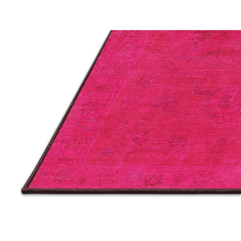 Tapis à motif oriental rose, Rectangle 8 pi x 10 pi