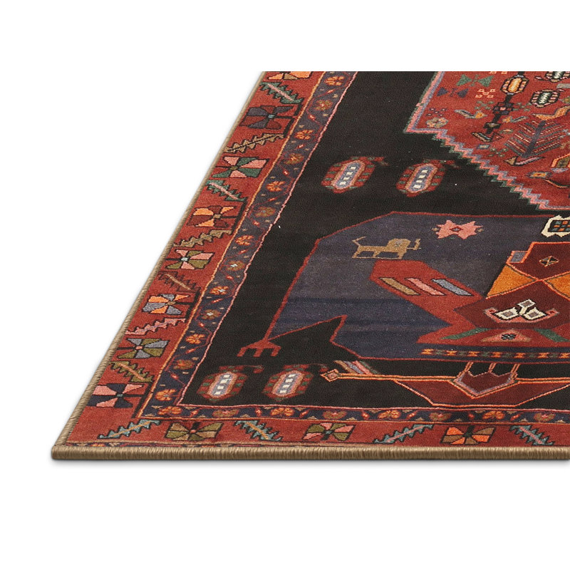 Tapis traditionnel mehroon/noir/bleu, Rectangle 2 pi x 3 pi