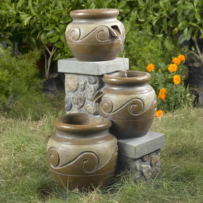 Fontaine d’intérieur/extérieur en résine/fibre de verre Venice multi-pots Johnette