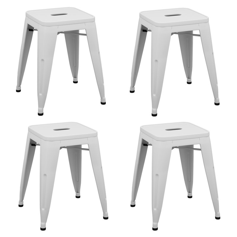 Tabouret de 18 po Apolito, Blanc cassé / blanc