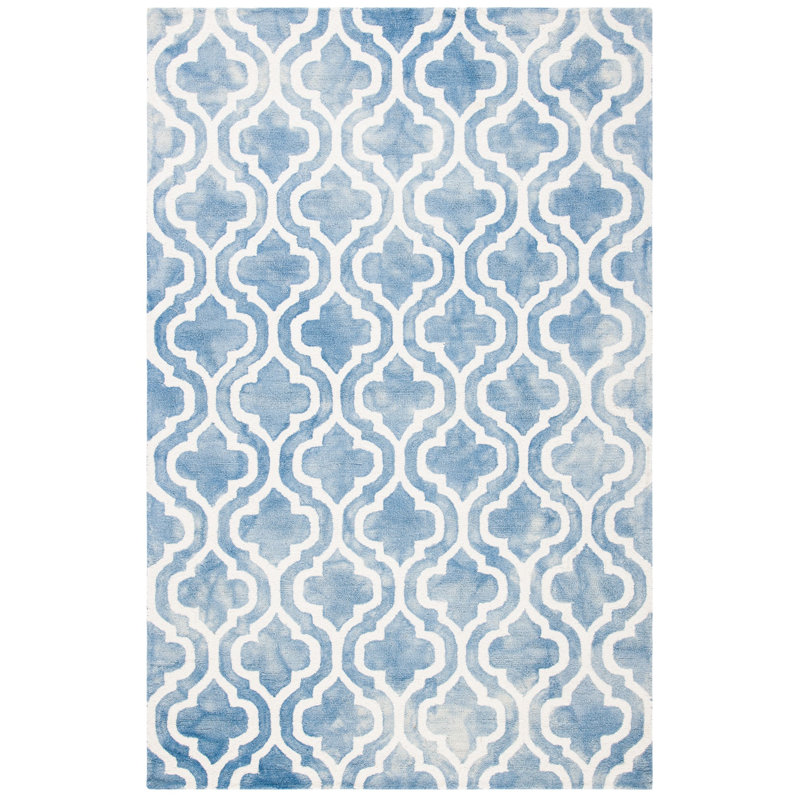 Dip Dye Hand Tufted Wool Geometric Rug, Rectangle 5' x 8'