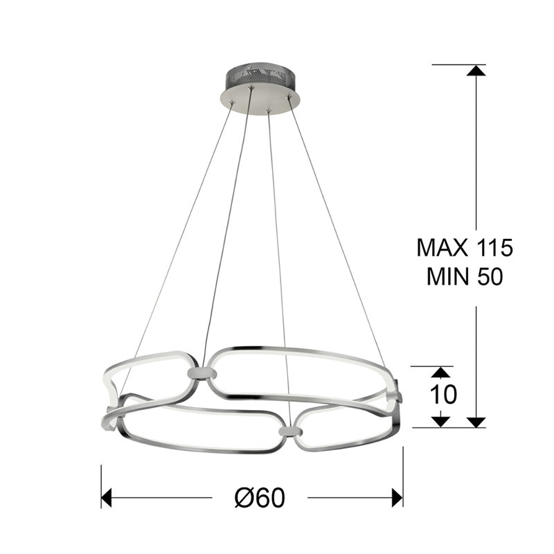 Patricia 4 - Light LED Geometric Pendant, Chrome