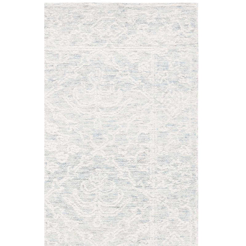 Tapis damassé en laine ivoire / gris clair / gris Renelda, Rectangle 3 pi x 5 pi