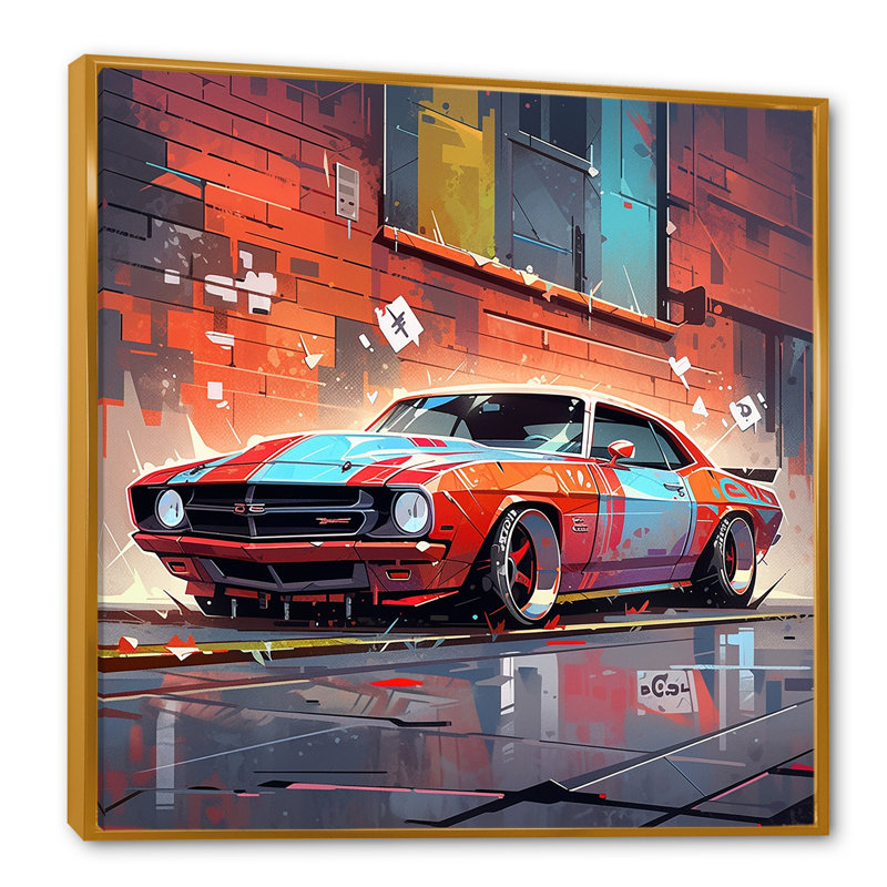 " Graffity Car In Tokyo ", Gold Floater Frame, 24" H x 24" W x 1" D