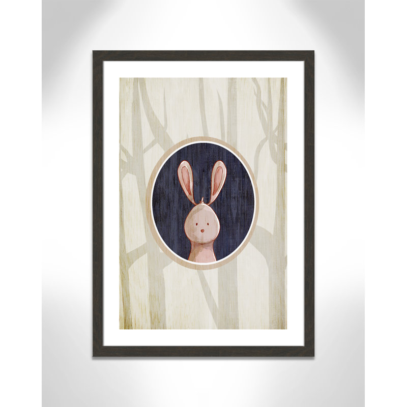 «Juvenile Forest Animals», impression sur papier, H 34,5 po x l 24,5 po x P 0,6 po, Cadre plat à grain de bois noir