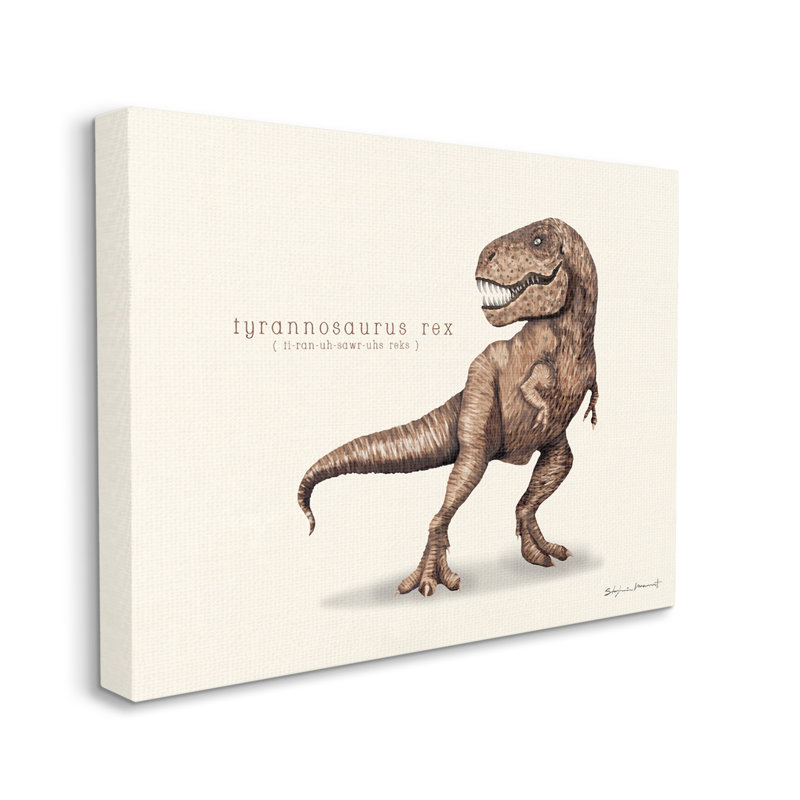 Éducatif, dinosaure T-Rex par Sally Swatland - impression, H 36 po x l 48 po x P 1,5 po, Toile tendue