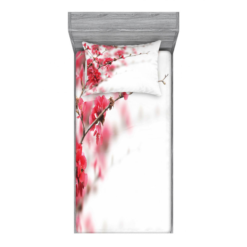 Microfiber Floral Sheet Set, Twin XL Sheet Set with Fitted Sheet