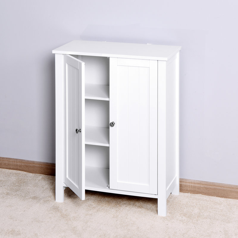Armoire de salle de bain blanche à double porte avec tablette réglable - garde vos objets essentiels organisés et peut contenir divers articles dans d'autres endroits