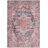 Machine Washable Oriental Blue/Brick Red Area Rug-1933765140