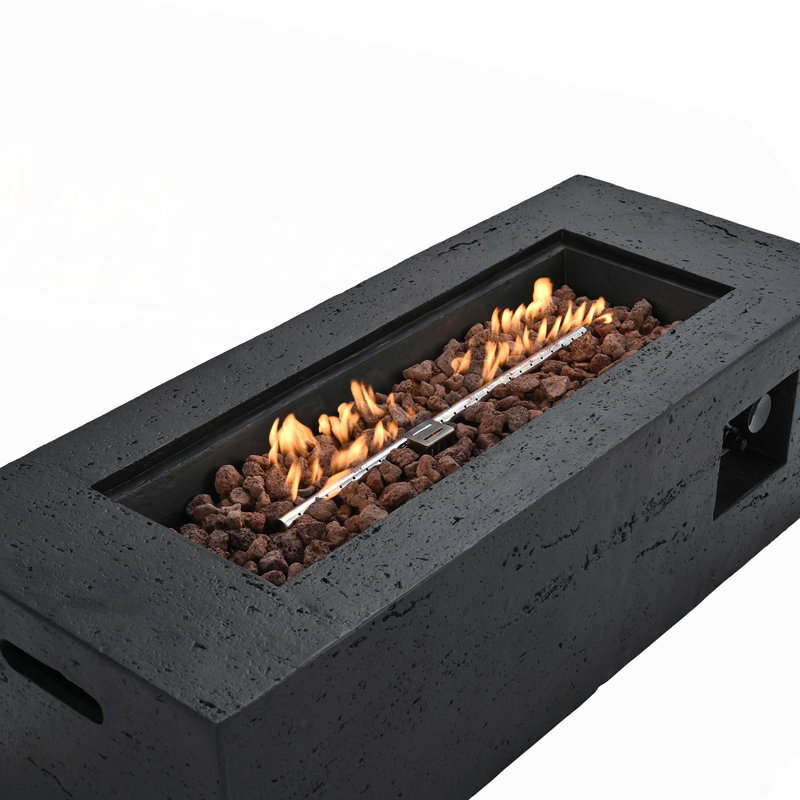 Outdoor Rectangular Propane Fire Pit 40000 BTU,41.9''MGO Patio Heater With Stainless Steel Burner And Free Lava Rocks,Waterproof Cover,Suitable For Courtyard,Lawn,Patios, Decks,Swimming Pool